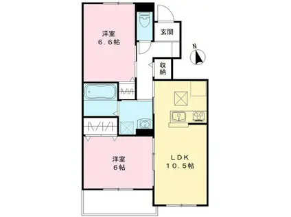 ユアメゾン益野B(2LDK/1階)の間取り写真