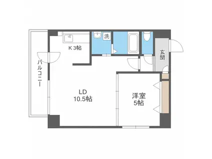 アプフェル美園(1LDK/4階)の間取り写真