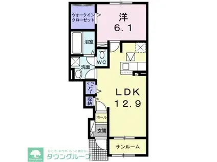 フィオーレ(1LDK/1階)の間取り写真