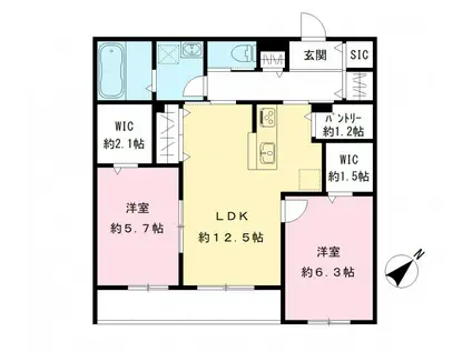 エリーナウエスト(2LDK/2階)の間取り写真