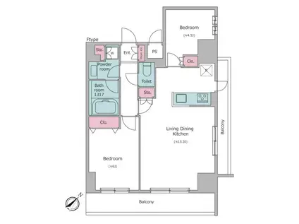 レジディア都立大(2LDK/6階)の間取り写真