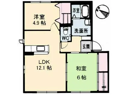 リュミエール(2LDK/2階)の間取り写真