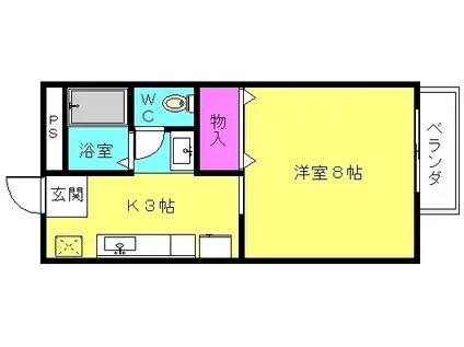 エスパシオ(1K/1階)の間取り写真