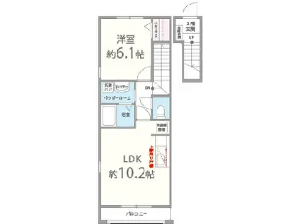 コゥジィーコート(1LDK/2階)の間取り写真