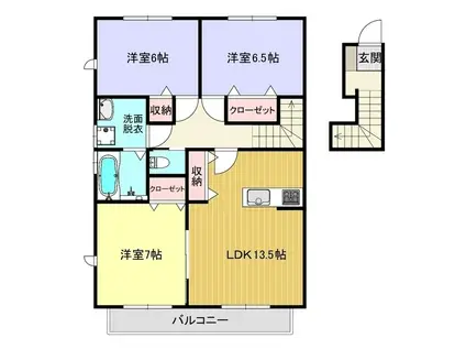 ソレイユ・ルヴァン(3LDK/2階)の間取り写真