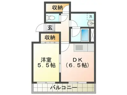 エスポアヒルズ(1DK/4階)の間取り写真