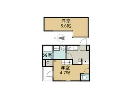 ハーモニーテラス城木町II(ワンルーム/1階)の間取り写真