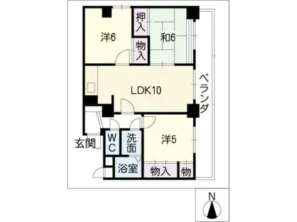 サンパレス大野(3LDK/3階)の間取り写真