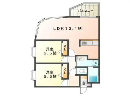 プリマベーラ千鳥が丘(2LDK/2階)の間取り写真