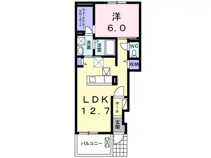 ハレ オオノ III(1LDK/1階)の間取り写真