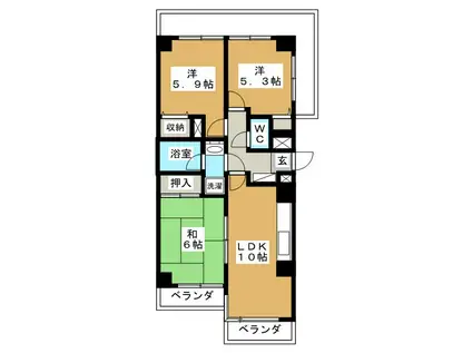ネオマイム上大岡壱番館(3LDK/2階)の間取り写真