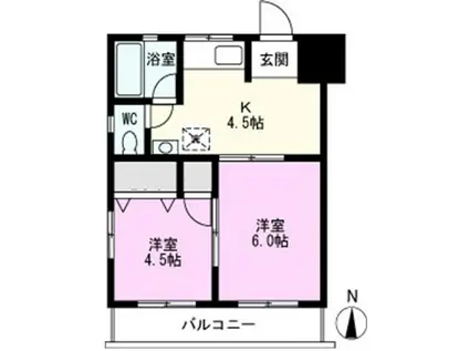 宝ハイツ(2K/3階)の間取り写真