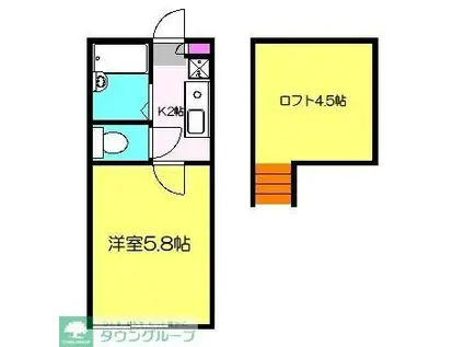 アリア梶ヶ谷(1K/1階)の間取り写真