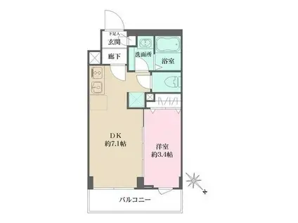 ワーフ西馬込(1DK/1階)の間取り写真