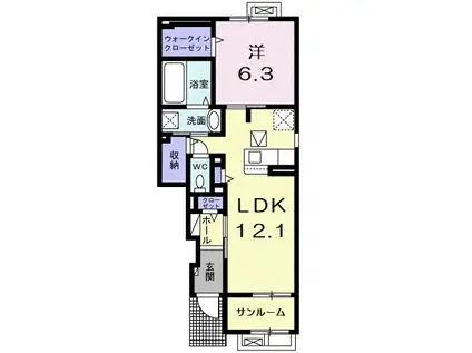 ボヌールII(1LDK/1階)の間取り写真