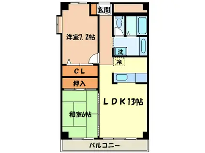 スカイプラザI(2LDK/3階)の間取り写真