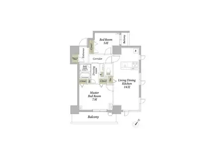 マストクレリアン勝どき(2LDK/10階)の間取り写真