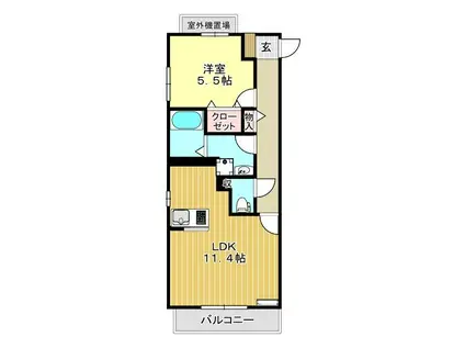 カームコート(1LDK/3階)の間取り写真