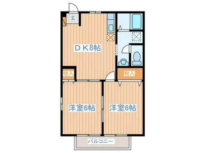 ヒルズ梨ヶ丘II(2DK/2階)の間取り写真