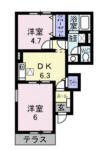 サンライズヴィラA(2DK/1階)の間取り写真