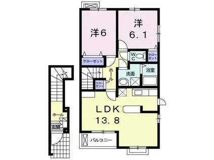 SUNLIGHT BELL B(2LDK/2階)の間取り写真