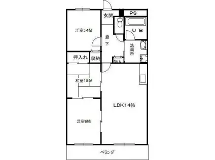 リベルテ摂津(3LDK/1階)の間取り写真