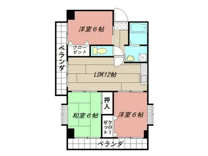エクセレントリッチ伊崎(3LDK/4階)の間取り写真