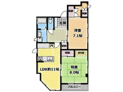市川大州マンション(2LDK/2階)の間取り写真