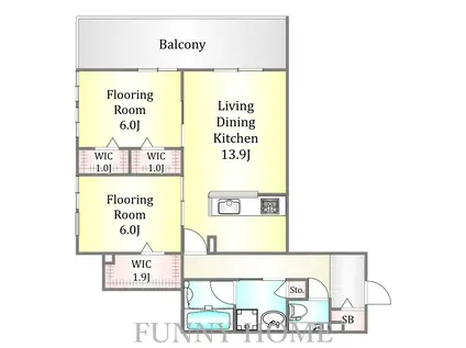 ガーデンコート大崎(2LDK/2階)の間取り写真