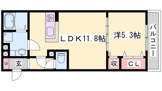 メゾン・ド・クルー(1LDK/1階)の間取り写真