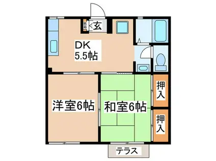 ジュネスM.O(2DK/1階)の間取り写真