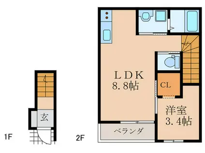 春と川音のフィオーレGOBRIDGE(1LDK/2階)の間取り写真