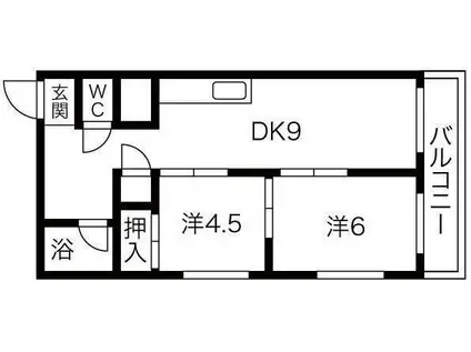 コーポカモン(2LDK/3階)の間取り写真