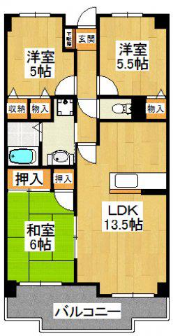 KSシャンブル(3LDK/1階)の間取り写真