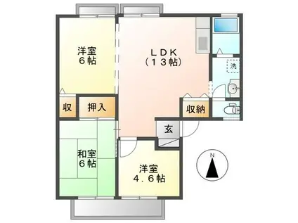 サンライフ玉手(3LDK/2階)の間取り写真