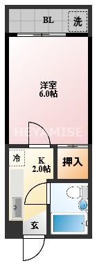 ベルメゾン(1K/2階)の間取り写真