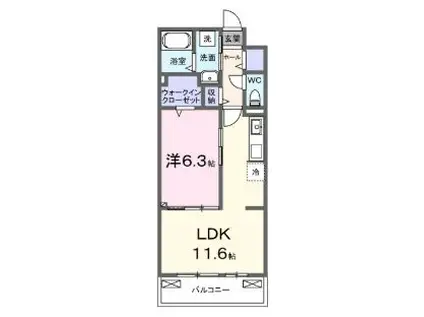 KSパーシモン(1LDK/1階)の間取り写真