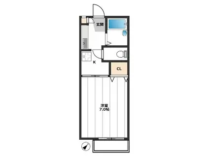 第2ハイツ相生(1K/2階)の間取り写真