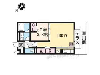 レセンテ出町B(1LDK/1階)の間取り写真