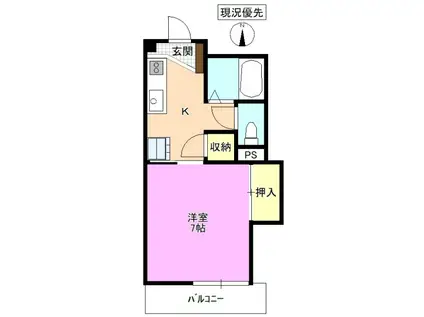 メラベルデ S棟(1K/3階)の間取り写真