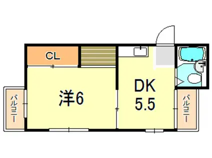オクノプレイス(1DK/1階)の間取り写真