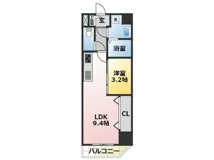 レジデンス悠海(1LDK/6階)の間取り写真