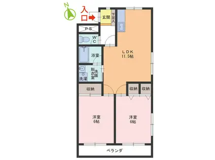 メゾンサンチェリオ(2LDK/1階)の間取り写真