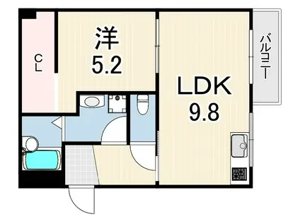 住吉ハイツⅠ(1LDK/2階)の間取り写真