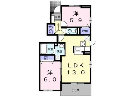 トラスト・コート(2LDK/1階)の間取り写真