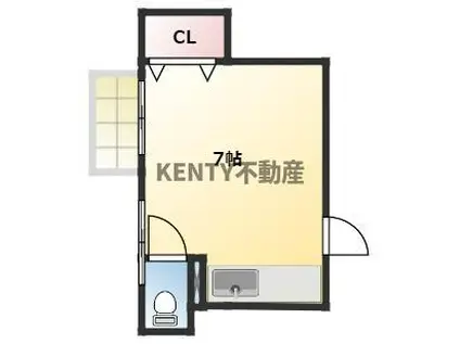 瀧口アパートV(ワンルーム/2階)の間取り写真