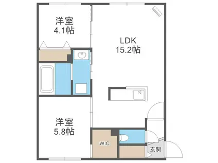 ONE STAGE琴似 (2LDK/1階)の間取り写真