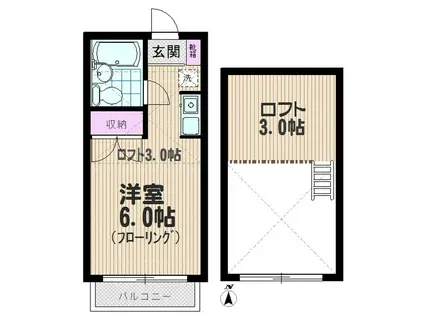 エルセリート東大宮(ワンルーム/1階)の間取り写真