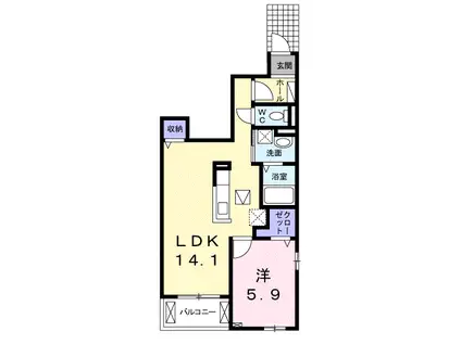 グレース番町(1LDK/1階)の間取り写真