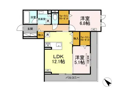 D-AVANCE 柱六番町 II(2LDK/3階)の間取り写真